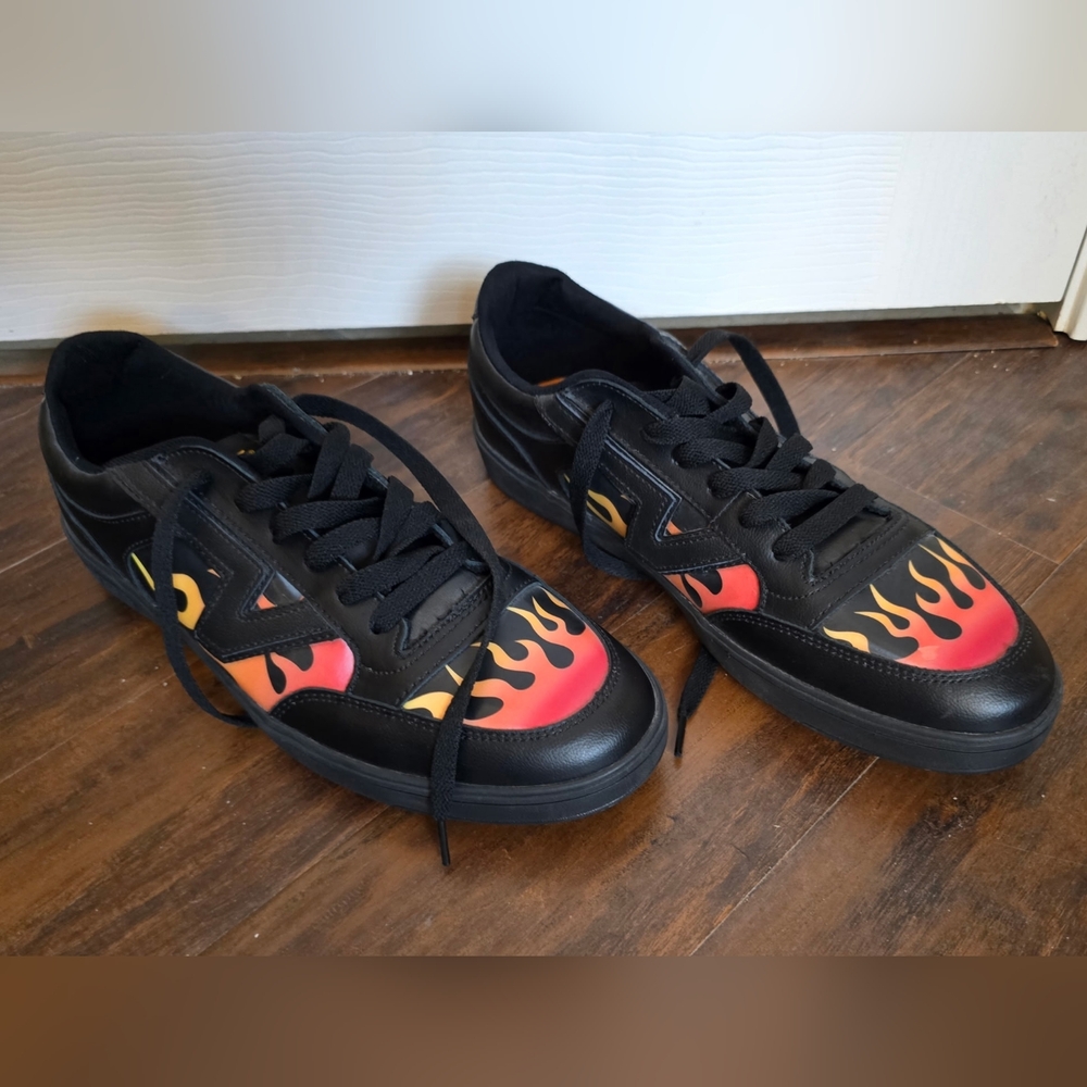 Vans Men's Size 13 Black Sneaker With Flame Details